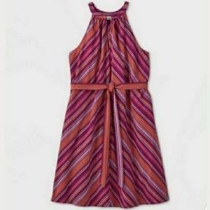 NWT A New Day Sleeveless Belted Dress Multi Stripe